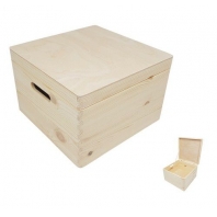 Houten opbergkist met klepdeksel 30cm x 30cm x 19,5cm