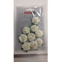 Hobbyfun - Florella - roosjes wit - 9 stuks