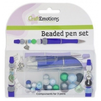 CraftEmotions Kralenpennenset compleet koningsblauw  3 stuks