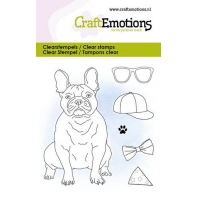 CraftEmotions clearstamps. 6x7 cm - Bulldog met accesoires