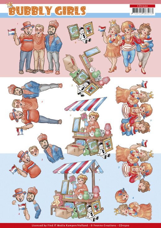 3D knipvel - Bubbly Girls - Kings Day