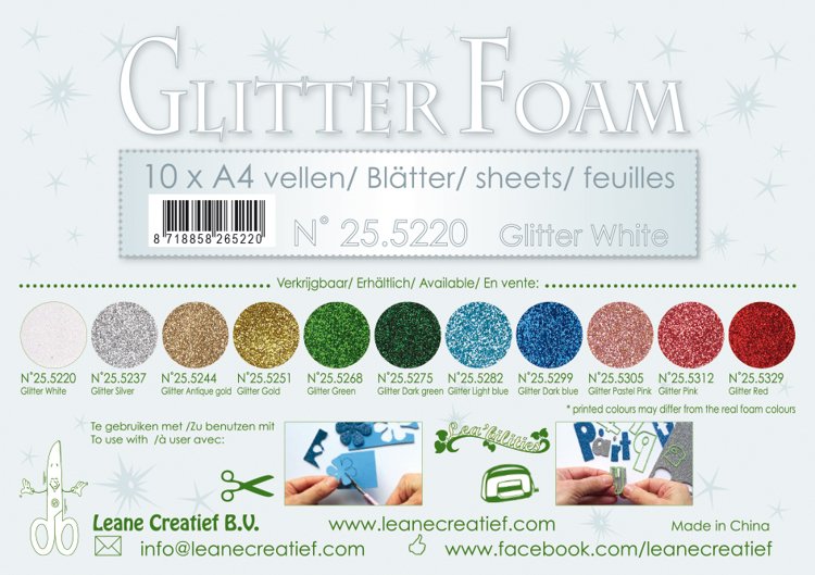 10 Glitter  foam sheets A4 , Glitter White