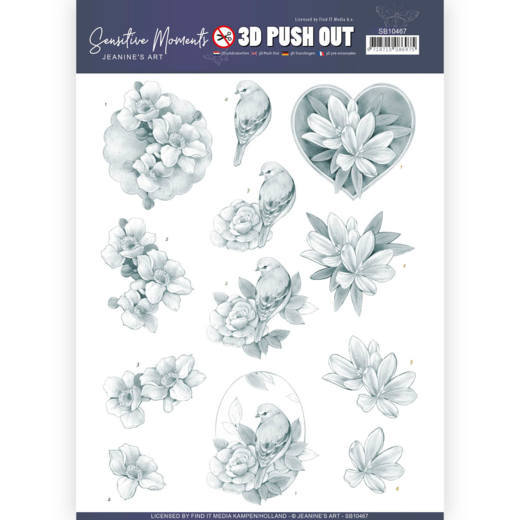 3D Push Out - Jeanine's Art - Sensitive Moments - Grey Rose